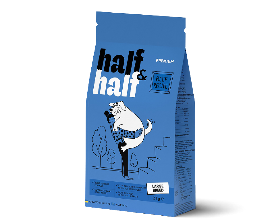 ハーフ&ハーフ ビーフ 大型犬用(成犬用) 2kg